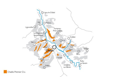 The map of Chablis Premier Cru