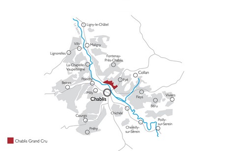 The map of Chablis Grand Cru