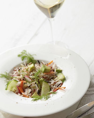 Springtime three-rice salad with crunchy vegetables;chablis;bivb;recipe blog