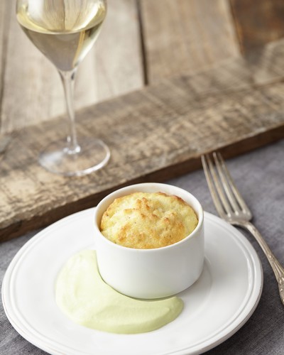 Cod soufflé with Chablis and watercress sauce 