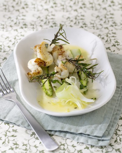 Sole skewers with rosemary and Petit Chablis