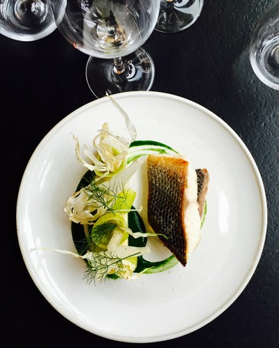 Atlantic Cod with Fennel, Ginger Cake, Leeks and Lemon Balm and Chablis
