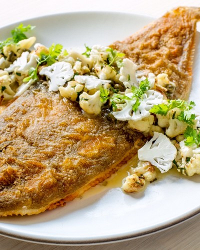 Dover Sole, Whole Roasted with Cauliflower, Capers & Lemon and Chablis Grand Cru