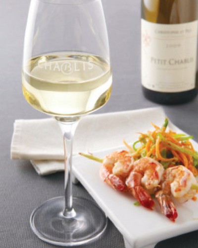 Skewer of king prawns with lemon grass - Chablis