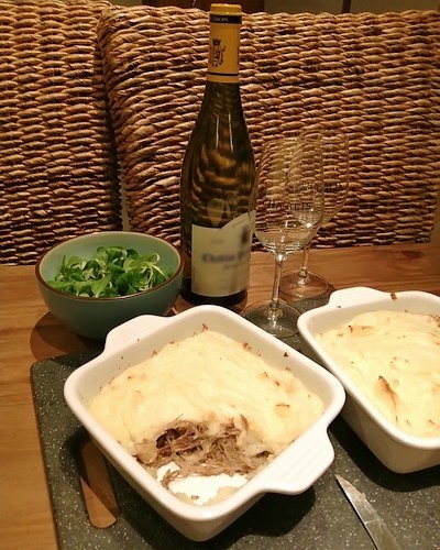 Duck Parmentier Pie and Chablis Premier Cru