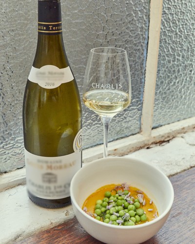 Lobster custard and wild flowers and Chablis Premier Cru