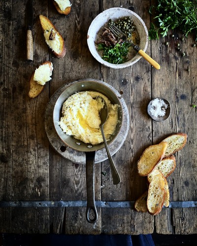 Brandade of salt cod, anchovy and caper salsa with Petit Chablis