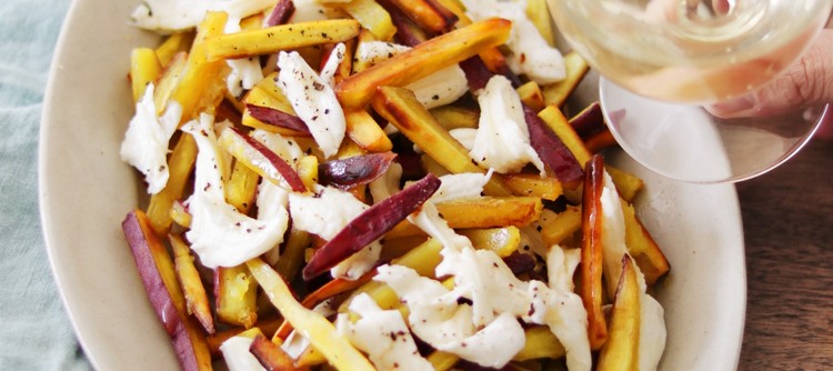  French Fried Sweet Potato with Mozzarella and Petit Chablis