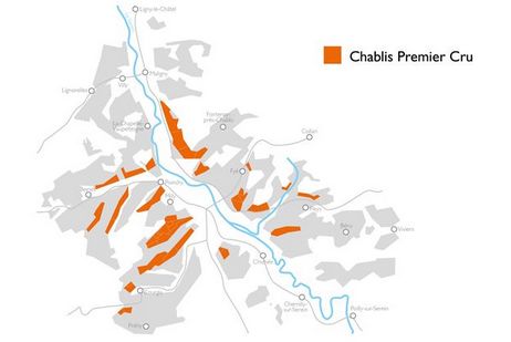 The map of Chablis Premier Cru 